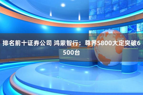 排名前十证券公司 鸿蒙智行：尊界S800大定突破6500台